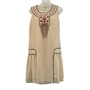Anna Sui for Anthropologie Dress Sleeveless Flapper Style Embroidered